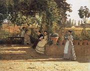 Silvestro lega In the wine bower oil painting artist